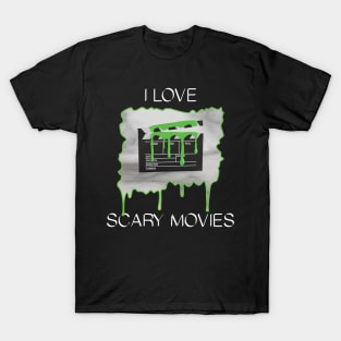 I Love Scary Movies - Green Clapperboard T-Shirt